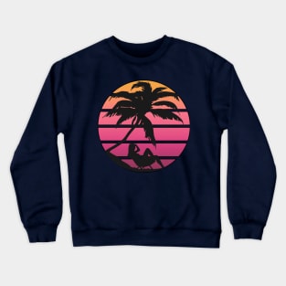 Pink Synth Inspired Beach Sunrise Silhouette Crewneck Sweatshirt